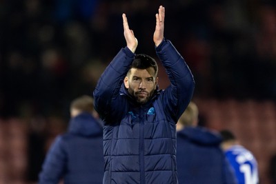 100126 - Leyton Orient v Cardiff City - Sky Bet League 1 - Brian Barry-Murphy manager of Cardiff City applauds the fans after their final whistle