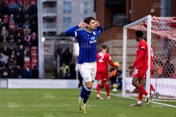 100126 - Leyton Orient v Cardiff City - Sky Bet League 1 - Yousef Salech of Cardiff City celebrates after scoring their sides first goal to make it 1 - 1