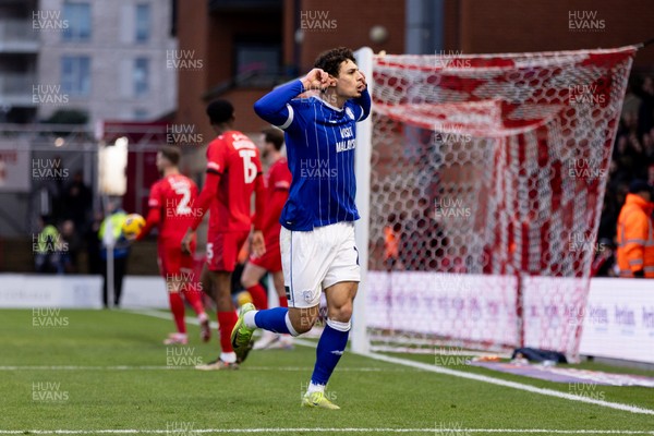 100126 - Leyton Orient v Cardiff City - Sky Bet League 1 - Yousef Salech of Cardiff City celebrates after scoring their sides first goal to make it 1 - 1