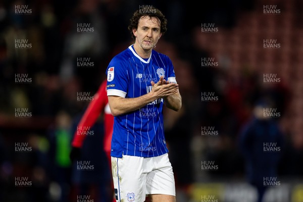 100126 - Leyton Orient v Cardiff City - Sky Bet League 1 - Ryan Wintle of Cardiff City applauds the fans after their final whistle