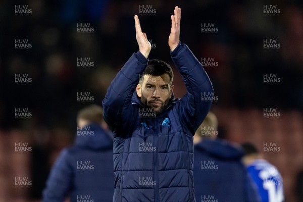 100126 - Leyton Orient v Cardiff City - Sky Bet League 1 - Brian Barry-Murphy manager of Cardiff City applauds the fans after their final whistle