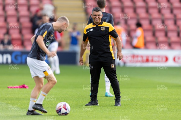 130824 - Leyton Orient v Newport County - Carabao Cup -  Nelson Jardim manager of Newport County AFC looks on during the warming up