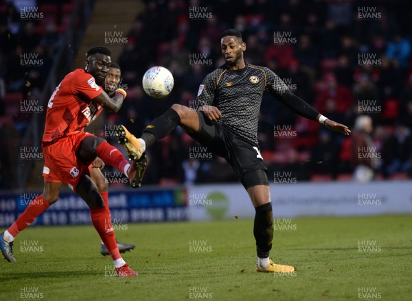 250120 - Leyton Orient v Newport County - Sky Bet League 2 -  Newport's Jamille Matt is challenged by Ouss Cisse of Orient