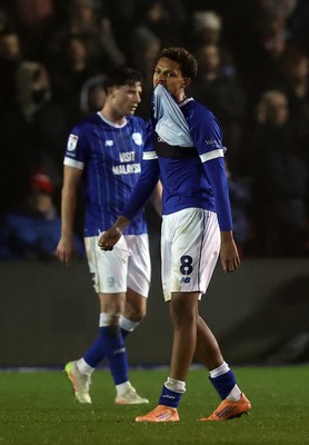 201225 - Lincoln City v Cardiff City - Sky Bet League 1 - Omari Kellyman of Cardiff shows emotion at the end of the match