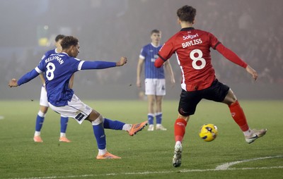 201225 - Lincoln City v Cardiff City - Sky Bet League 1 - Omari Kellyman of Cardiff takes a shot on goal in the 2nd half