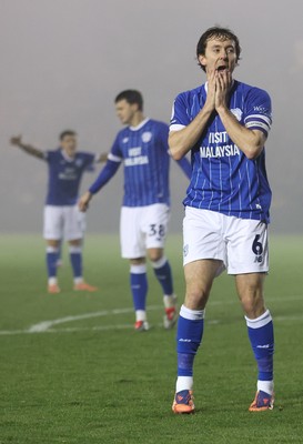 201225 - Lincoln City v Cardiff City - Sky Bet League 1 - Ryan Wintle of Cardiff rues missed chance