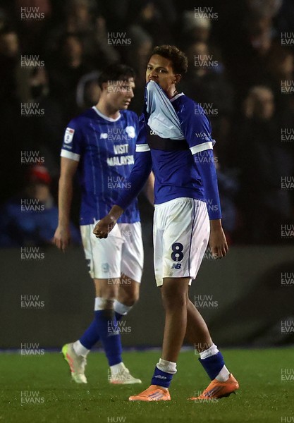 201225 - Lincoln City v Cardiff City - Sky Bet League 1 - Omari Kellyman of Cardiff shows emotion at the end of the match