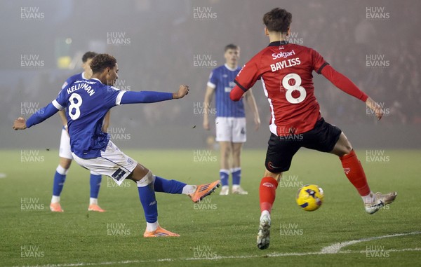 201225 - Lincoln City v Cardiff City - Sky Bet League 1 - Omari Kellyman of Cardiff takes a shot on goal in the 2nd half