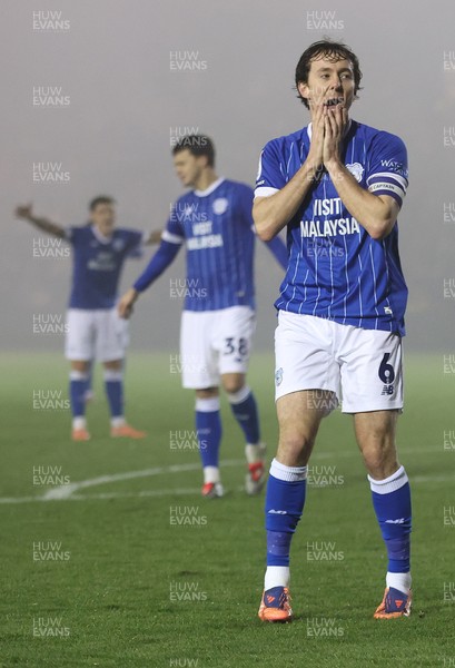 201225 - Lincoln City v Cardiff City - Sky Bet League 1 - Ryan Wintle of Cardiff rues missed chance