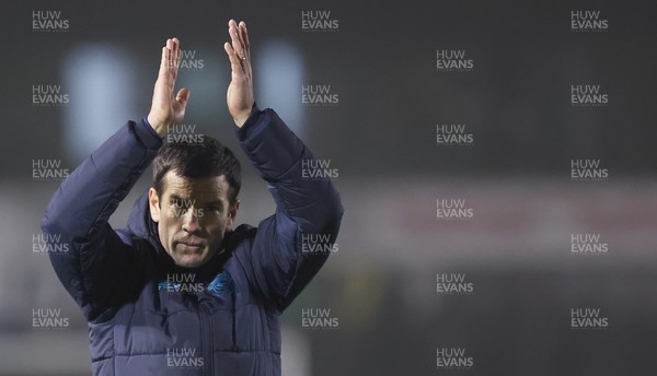 201225 - Lincoln City v Cardiff City - Sky Bet League 1 - Manager Brian Barry-Murphy of Cardiff applauds the travelling fans at the end of the match