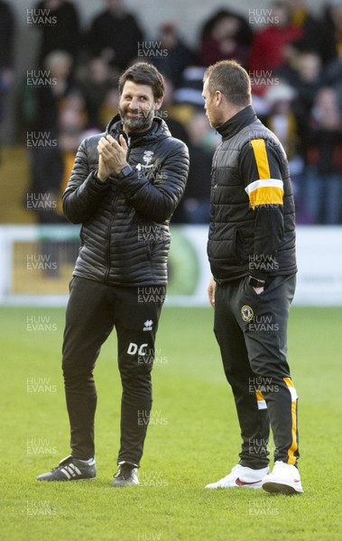 221218 - Lincoln City v Newport County - Sky Bet League 2 - Lincoln Manager Danny Cowley winks at Newport Manager Michael Flynn