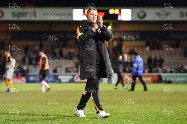 221218 - Lincoln City v Newport County - Sky Bet League 2 - Newport manager Michael Flynn applauds the fans