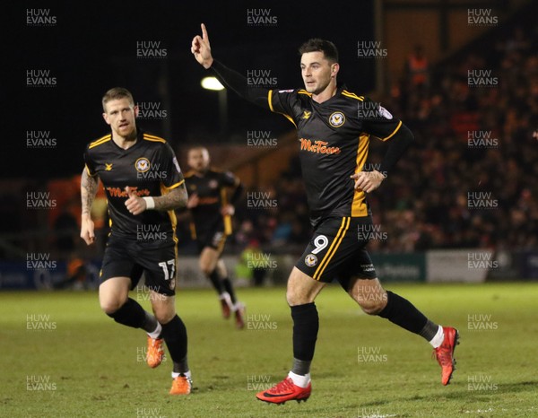 300118 - Lincoln City v Newport County, Sky Bet League 2 - Padraig Amond of Newport County celebrates after scoring goal