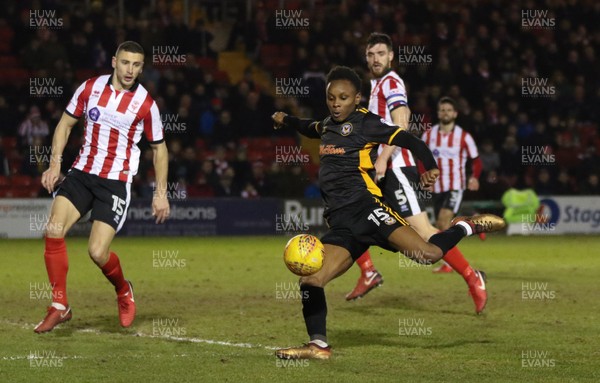 300118 - Lincoln City v Newport County, Sky Bet League 2 - Shawn McCoulsky of Newport County tries to get a shot at goal
