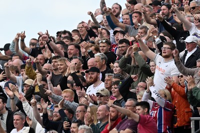 190926 - Lincoln City v Swansea City - Sky Bet Championship - Swansea supporters celebrate after their side takes the lead