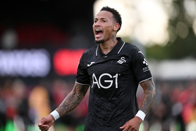 190926 - Lincoln City v Swansea City - Sky Bet Championship - Ronald of Swansea City celebrates at full time