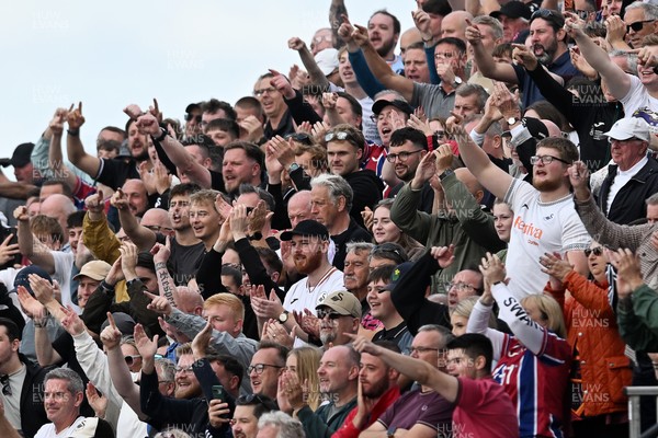 190926 - Lincoln City v Swansea City - Sky Bet Championship - Swansea supporters celebrate after their side takes the lead