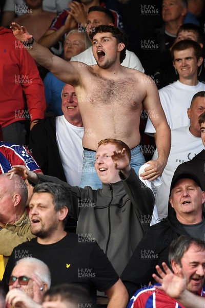 190926 - Lincoln City v Swansea City - Sky Bet Championship - Swansea fans celebrate the win at full time