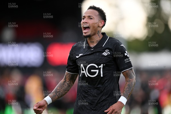 190926 - Lincoln City v Swansea City - Sky Bet Championship - Ronald of Swansea City celebrates at full time