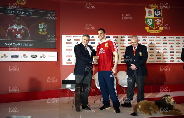 300413 - Lions Squad Announcement - Tour manager Andy Irvine introduces Sam Warburton as British & Irish Lions Captain for the 2013 tour of Australia