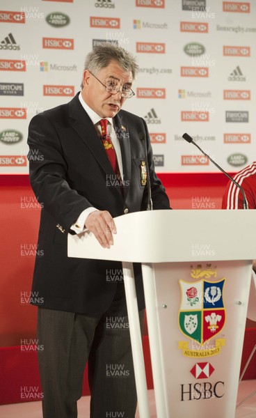 300413 - Lions Squad Announcement -  British & Irish Lions Tour Manager Andy Irvine, on stage at the Squad Announcement Press Conference