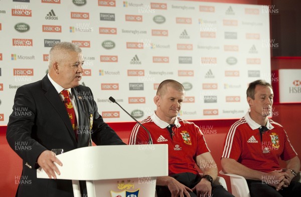 300413 - Lions Squad Announcement -  British & Irish Lions Head coach Warren Gatland pictured speaking to the media at the Squad Announcement Press Conference