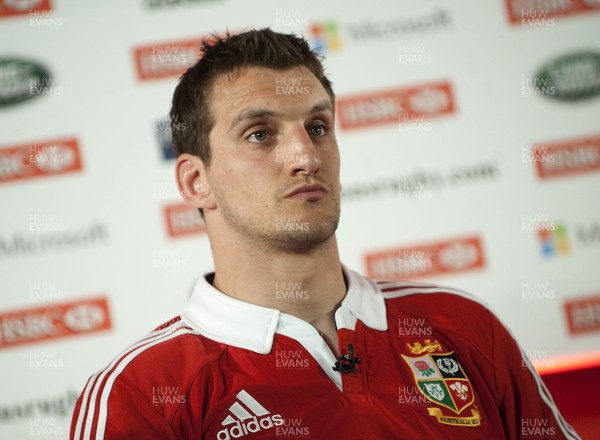 300413 - Lions Squad Announcement -  British & Irish Lions Head coach Warren Gatland pictured  with Captain Sam Warburton at the Squad Announcement Press Conference