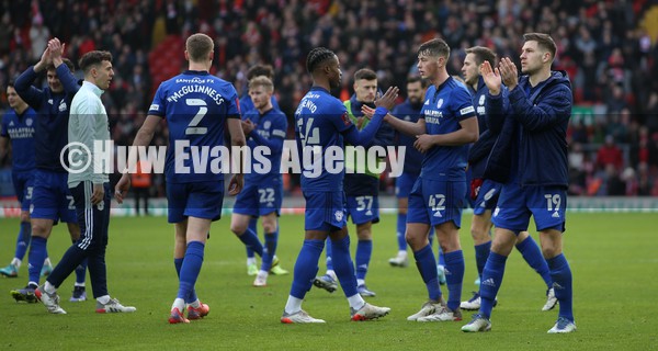 060222 - Liverpool v Cardiff City - FA Cup Fourth Round - Cardiff team applaud the Welsh fans