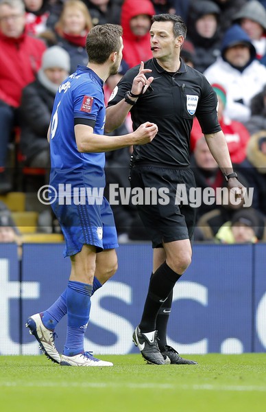 060222 - Liverpool v Cardiff City - FA Cup Fourth Round - Referee Andy Madely gives a talking to Will Vaulks of Cardiff in the 2nd half