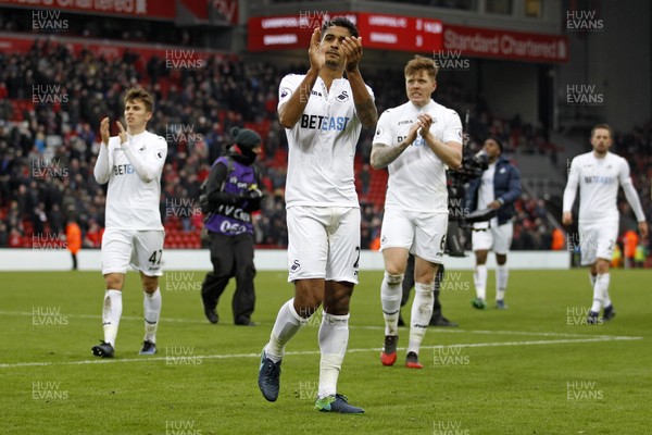 210117 - Liverpool v Swansea City, Premier League - Swansea City players acknowledge the fans at the end of the match by Huw Evans Agency