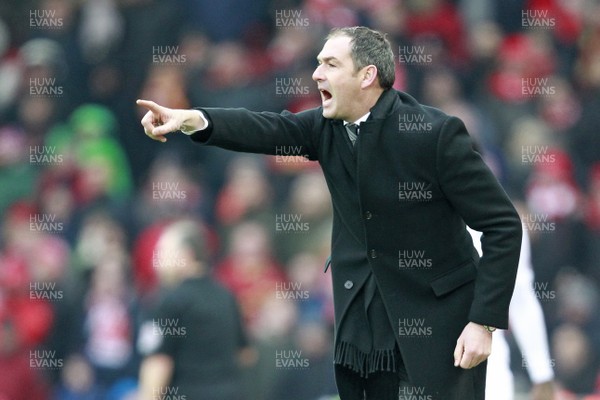 210117 - Liverpool v Swansea City, Premier League - Swansea City Manager Paul Clement during the match by Huw Evans Agency