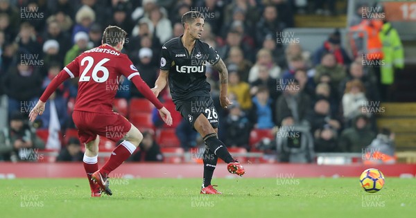 261217 - Liverpool v Swansea City - Premier League - Kyle Naughton of Swansea and Andy Robertson of Liverpool
