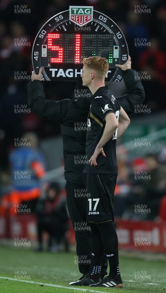 261217 - Liverpool v Swansea City - Premier League - Sam Clucas of Swansea comes on for Roque Mesa of Swansea