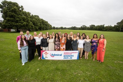 190626 - Llandaff North RFC Women’s WRU National League Presentation - Captain Cerys Sweetman is presented the trophy by Lloyd Morgan