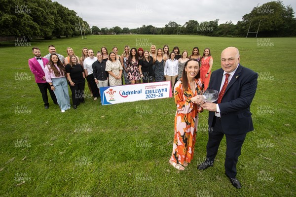 190626 - Llandaff North RFC Women’s WRU National League Presentation - Captain Cerys Sweetman is presented the trophy by Lloyd Morgan