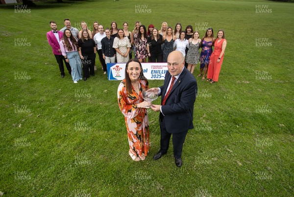 190626 - Llandaff North RFC Women’s WRU National League Presentation - Captain Cerys Sweetman is presented the trophy by Lloyd Morgan