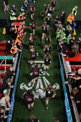 120426 - Llandaff North v Bonymaen - Womens Cup Final - Teams run out onto the field