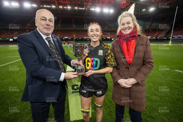 120426 - Llandaff North v Bonymaen - Womens Cup Final - Cerys Sweetman with the trophy