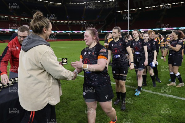 010423 - Llandaff North v Pontyclun Falcons - WRU Women’s National Cup Final - Officials and Players receive their medals