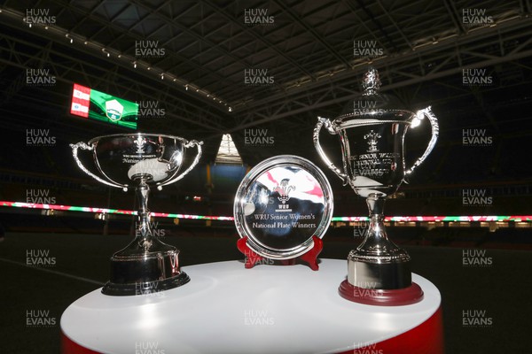 010423 - Principality Stadium for the WRU Women�s National Cup Finals Day - The WRU Senior Women's National Bowl trophy, WRU Senior Women's National Plate trophy and WRU Senior Women's National Cup trophy