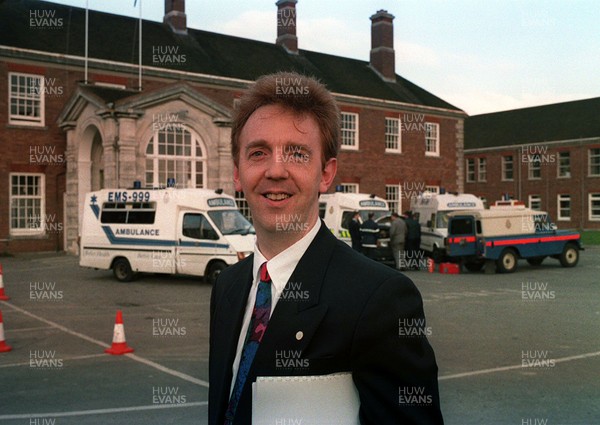 171193 - Acting Chief Executive Stephen Harries outside Llandough Hospital in Cardiff 