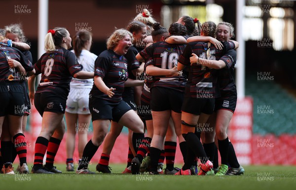 260422 - Llandovery College v Coleg Gwent WSRU Senior Group � U18s Female Cup Final - Coleg Gwent celebrate the victory