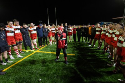 200325 - Llandovery RFC v Ebbw Vale - Super Rygbi Cymru Final - Llandovery team huddle at full time