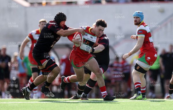 030525 - Llandovery RFC v Pontypool RFC - Super Rygbi Cymru Quarter Final - Llien Morgan of Llandovery is tackled by Dan Hill of Pontypool 