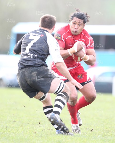 28.01.12 Llandovery v Pontypridd... Llandovery's Nio Aiona takes on Tom Hetherington. 