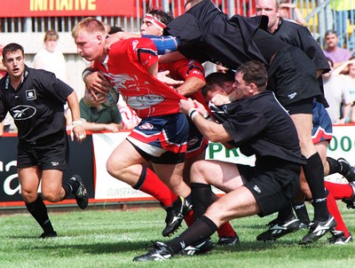 160897 - Llanelli v Neath - Steve Ford drives froward to score a try