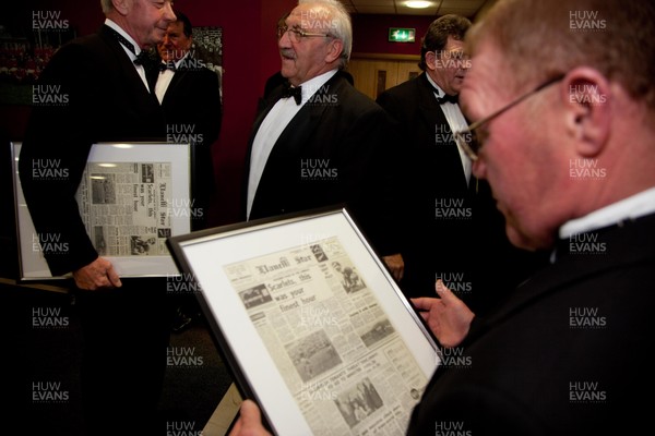 311012 - Members of the 1972 Llanelli side that beat New Zealand 9-3 gather to be presented with special caps at the dinner to mark the exact date of the match, at Parc y Scarlets