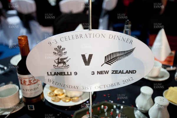 311012 - Members of the 1972 Llanelli side that beat New Zealand 9-3 gather to be presented with special caps at the dinner to mark the exact date of the match, at Parc y Scarlets