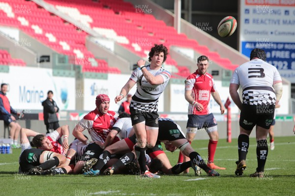 220315 - Llanelli RFC v Pontypridd RFC - Principality Premiership -Owen Jenkins acts as scrum half for Pontypridd