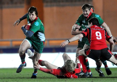 12.02.10 - British and Irish Cup rugby, Llanelli RFC v Ulster A Llanelli's Dale Ford breaks 